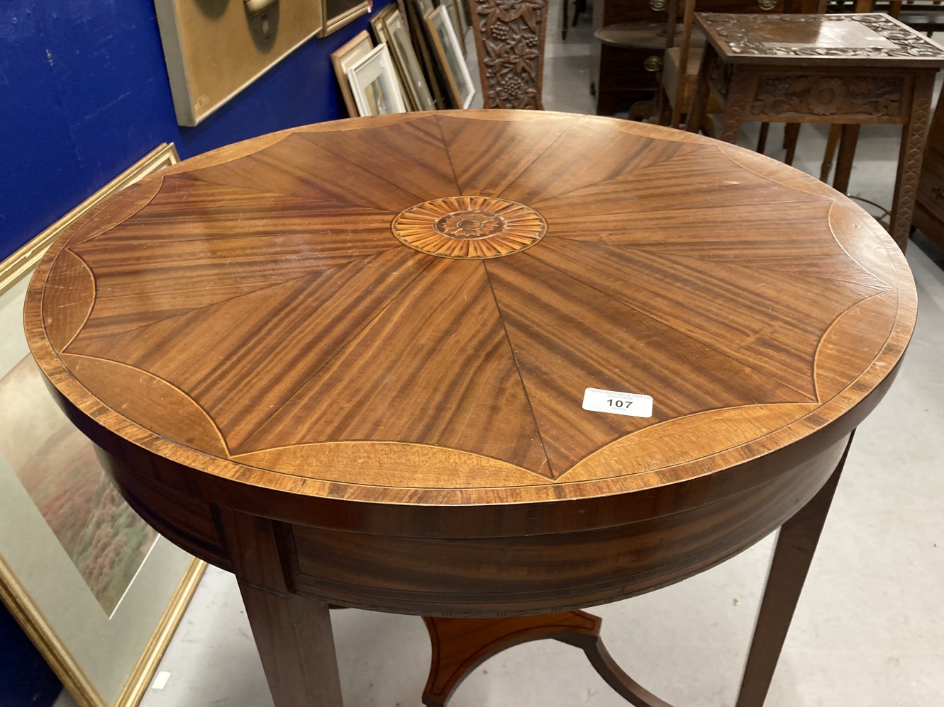 Early 20th cent. Edwardian Regency Revival occasional table of circular form inlaid with geometric - Image 2 of 3