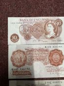 Numismatics: Banknotes, GB. Collection of four ten shilling notes. Peppiatt Z92E central crease,