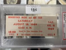 Music/Iconic Festivals: Woodstock August 1969. One day Admission Ticket 03511 August 16. P.S.A.
