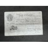 Numismatics: Banknotes. GB Bank of England white £5 note M85077944, 16th March 1949 D.S. Beale,