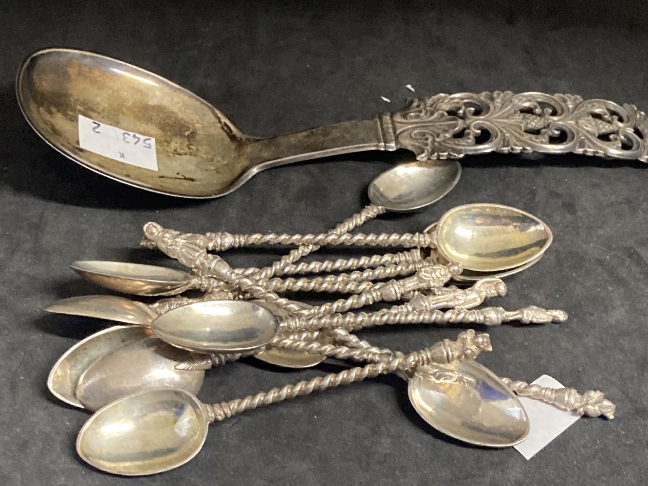 Norwegian Silver: Serving spoon Brødrene Lohne of Bergen, 830g. Approx. 3oz. Plus a set of twelve