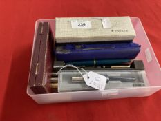 Pens: Parker 61 x 3, stainless 45 pen and pencil advertising Masonic St. George Lodge, Blue 45.