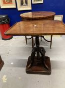 Maritime: 19th cent. Teak topped side table on single column support and weighted base from a 19th