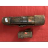 Brass three draw telescope R.J. Beck London 1915, contained in original leather casing. Length