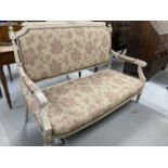 20th cent. Salon sofa painted in grey with acanthus decoration to the arms.