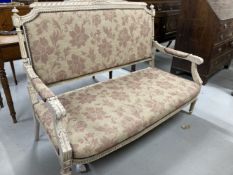 20th cent. Salon sofa painted in grey with acanthus decoration to the arms.