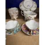 Continental Ceramics: Karl Thieme miniature quatrefoil cups and saucers crossed mark T to base