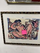 Eddy Varekamp: 20th cent. Abstract nude, watercolour signed bottom left, framed and glazed. 19¾