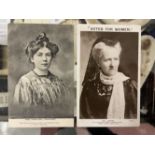 Suffragettes: Postcards, black & white Christabel Pankhurst by WSPU, photo Mrs Despard by Women's