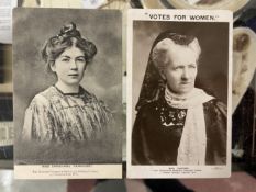 Suffragettes: Postcards, black & white Christabel Pankhurst by WSPU, photo Mrs Despard by Women's