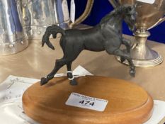 20th cent. Bronze 'Capriole' horse sculpture by Jenny Harvey, with certificate of authenticity. 4½