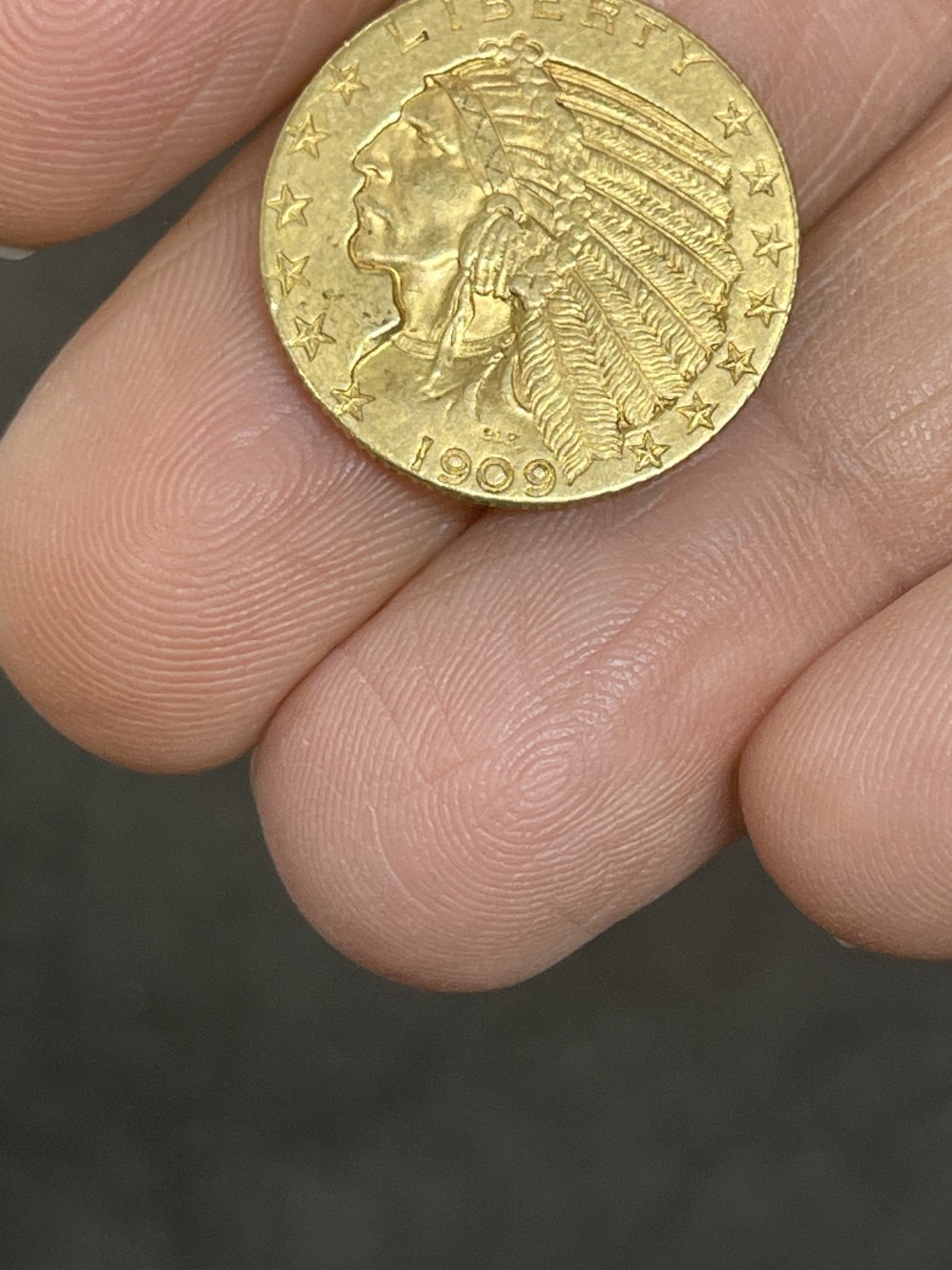 Coins: Gold US Indian Head, Half Eagle 5 Dollars 1909. 8.5g.