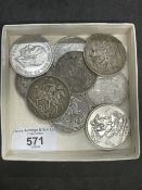 Coins: UK Crowns - George III, Bullneck IV 1821, Victoria Jubilee, Young and Veiled 1891, 97, 98,