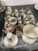 20th cent. Ceramics: Crested ware, quantity of assorted vases, shoe, cheese dish, rabbit City of