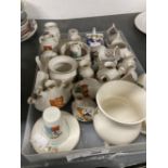 20th cent. Ceramics: Crested ware, quantity of assorted vases, shoe, cheese dish, rabbit City of