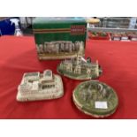 Fraser Creations: Salisbury Cathedral boxed, the Roman Baths unboxed, and Stonehenge unboxed.