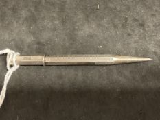 Hallmarked Silver: Propelling pencil by Sampson Mordan hallmarked London. Weight 5.10oz.