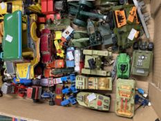 Toys: Diecast collection of playworn vehicles including Dinky, Matchbox, Tonka, Lesney tractors,