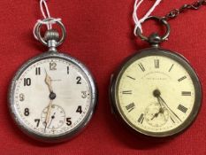 Militaria: WWII issue pocket watch GS/TP reg no. 202992. Plus an H. Samuel 'The Accurate' silver