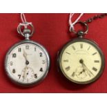 Militaria: WWII issue pocket watch GS/TP reg no. 202992. Plus an H. Samuel 'The Accurate' silver
