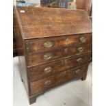 19th cent. Oak country bureau with fitted interior. 37ins. x 20ins. x 42ins.