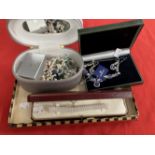 Jewellery: Swarovski white metal and crystal necklace and earring set (boxed), Swarovski silver