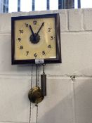 Clocks: Early 20th cent. Regulator clock with glass face and Arabic numerals.