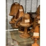 20th cent. Treen: Turned and carved mushrooms Australian banksia nut, plus five others.