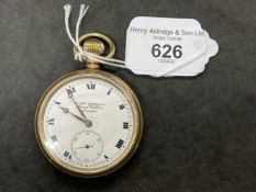 Watches: James Walker London Admiralty pattern plated Dennison case, white enamel dial, Roman