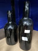 19th cent. Green wine/ale bottles. 11ins. and 10ins.