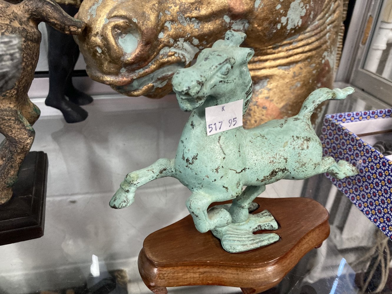 20th cent. Decorators Items: Cast Tang horse on stand 9ins, running Tang horse bronzed on stand - Image 5 of 5