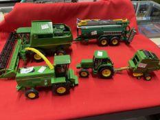 Toys: Diecast Britain's ERTL Farming John Deere licensed products. 6410 Tractor, 590 Baler, 6650