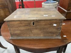 Early 19th cent. Oak box the two piece top with moulded edge and iron hinges. 22ins. x 15½ins. x 9½