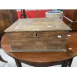 Early 19th cent. Oak box the two piece top with moulded edge and iron hinges. 22ins. x 15½ins. x 9½