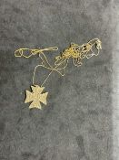 Jewellery: 9ct gold, two chains one with a Maltese cross attached W/A. Total weight 3.3g.