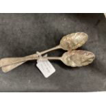 Hallmarked Silver: Georgian berry spoons hallmarked London, a pair. Total weight 4oz.