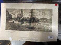 William Scott: 19th cent. Engraving on the Zaltere Venice, signed in pencil, unframed. 13¾ins. x 6¾