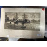 William Scott: 19th cent. Engraving on the Zaltere Venice, signed in pencil, unframed. 13¾ins. x 6¾