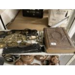 20th cent. Horse brasses, Martingale, 19th cent. brass toilet roll holders and an album of