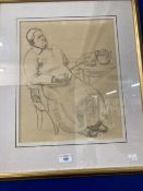 •Dorothy Hepworth (1898-1978): Pencil/paper 'Old Mrs Barnes' 1935. 12ins. x 15ins. Provenance