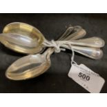 White metal dessert spoons marked Sterling, test as silver. Weight 6.7oz. (7)