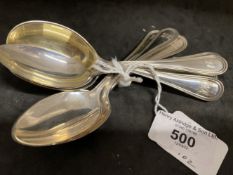 White metal dessert spoons marked Sterling, test as silver. Weight 6.7oz. (7)