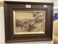 Percy Robertson (1869-1934): Etching travellers on a path, framed and glazed. 9½ins. x 6½ins.