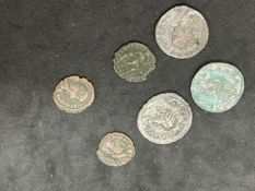 Roman Coins: Herennia Etruscilla wife of Trajan Decius, Gordian I antoninianus and four other copper