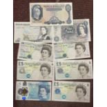 Numismatics: Banknotes, GB. Collection of Mint Bank of England £5 note, one Churchill AK33, three