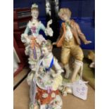 20th cent. Ceramics: Crown Naples dancing boy, seated lady, lady in court dress, (3)