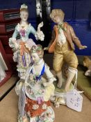 20th cent. Ceramics: Crown Naples dancing boy, seated lady, lady in court dress, (3)