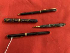 Pens: 1920-30 Waterman blue and gold marbled ladies pen with 14ct W-2-A nib, green marbled