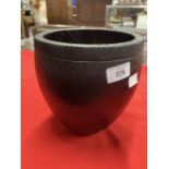 20th cent. Studio Treen: Dr. Tim Lawson turned ash black stained beaker style tapering bowl. Dia.