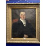 19th cent. English School: Portrait of a gentleman in a gilt frame. 24ins. x 30ins.
